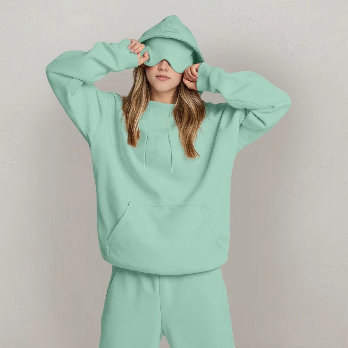 Plus Size 3XL Women'S Hooded Sweatshirt Outfits Autumn Winter Tracksuit Streetwear Fashion Casual Eye Mask Pullover Sportswear