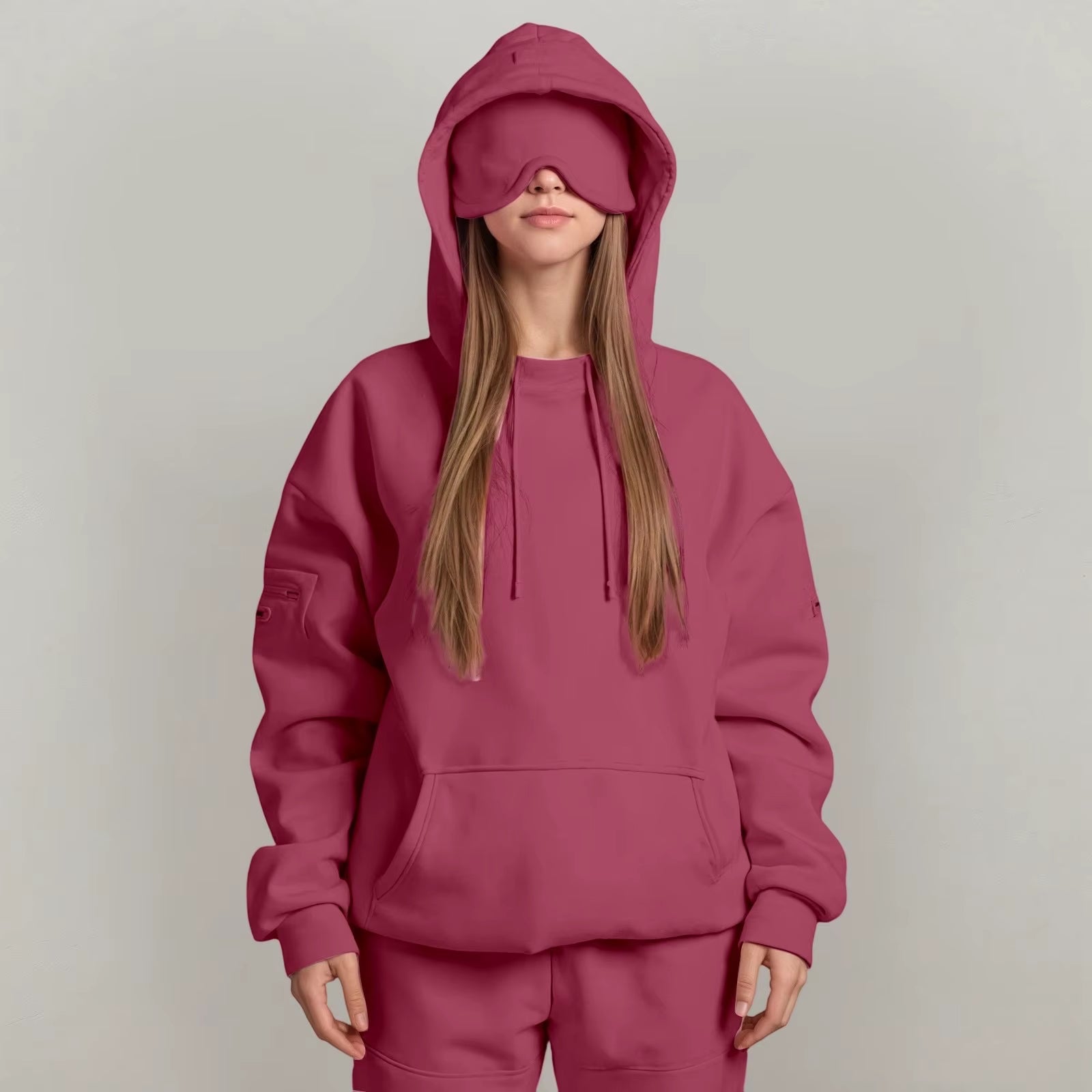 Plus Size 3XL Women'S Hooded Sweatshirt Outfits Autumn Winter Tracksuit Streetwear Fashion Casual Eye Mask Pullover Sportswear