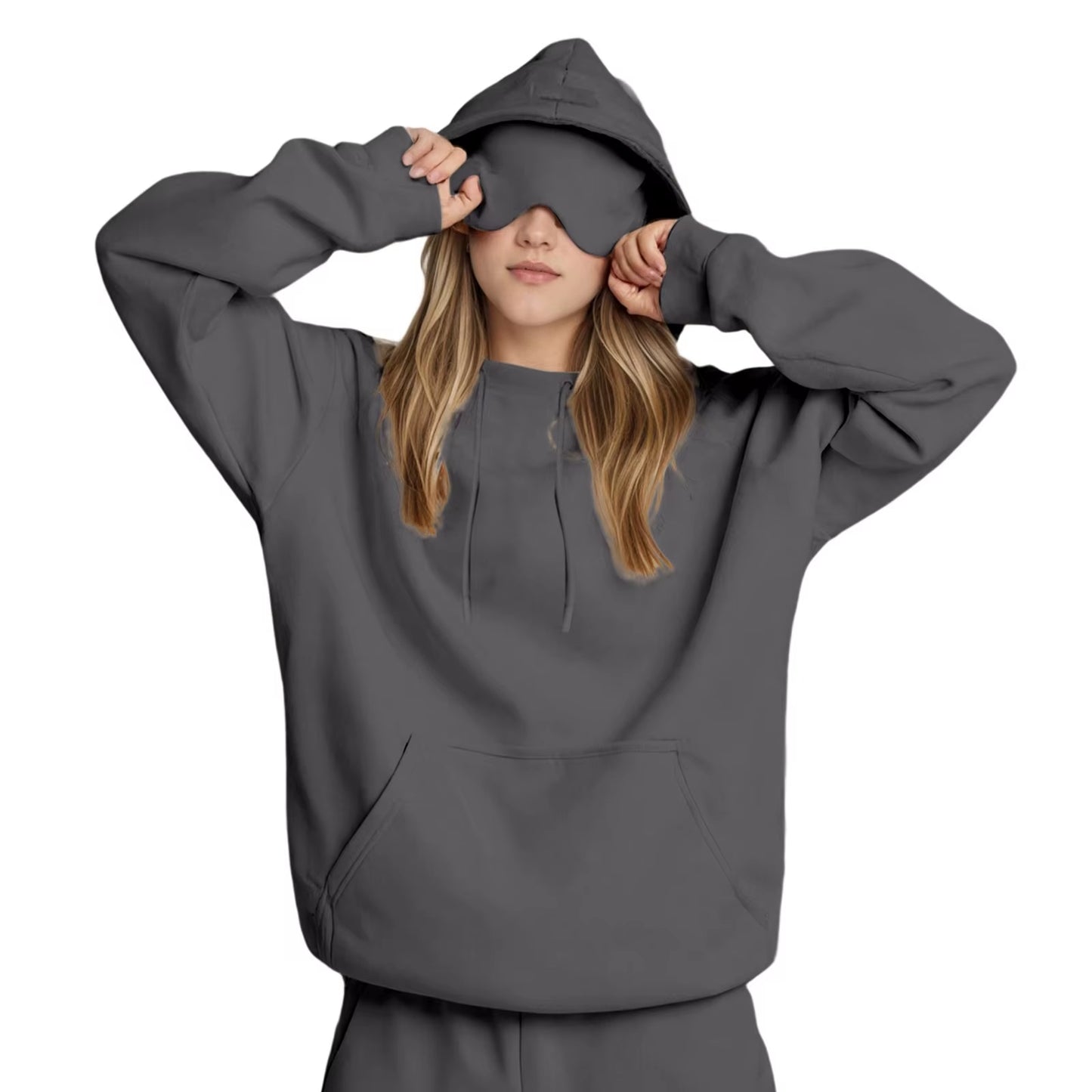 Plus Size 3XL Women'S Hooded Sweatshirt Outfits Autumn Winter Tracksuit Streetwear Fashion Casual Eye Mask Pullover Sportswear