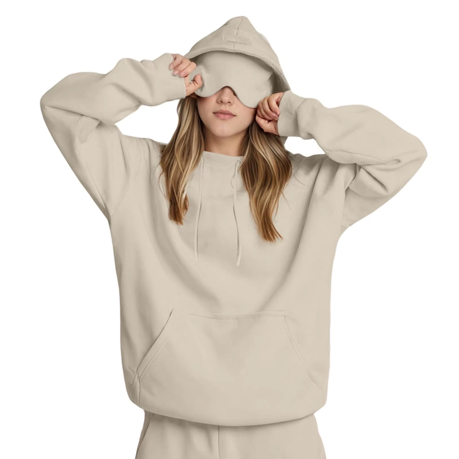 Plus Size 3XL Women'S Hooded Sweatshirt Outfits Autumn Winter Tracksuit Streetwear Fashion Casual Eye Mask Pullover Sportswear