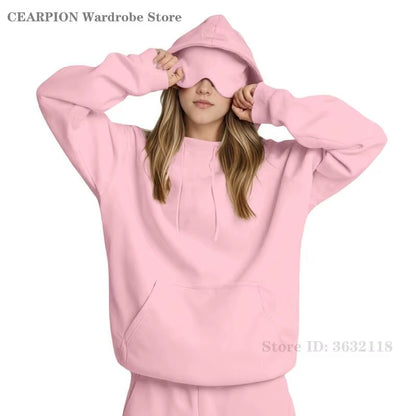 Plus Size 3XL Women'S Hooded Sweatshirt Outfits Autumn Winter Tracksuit Streetwear Fashion Casual Eye Mask Pullover Sportswear