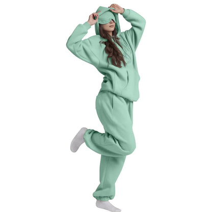 Plus Size 3XL Women'S Hooded Sweatshirt Outfits Autumn Winter Tracksuit Streetwear Fashion Casual Eye Mask Pullover Sportswear