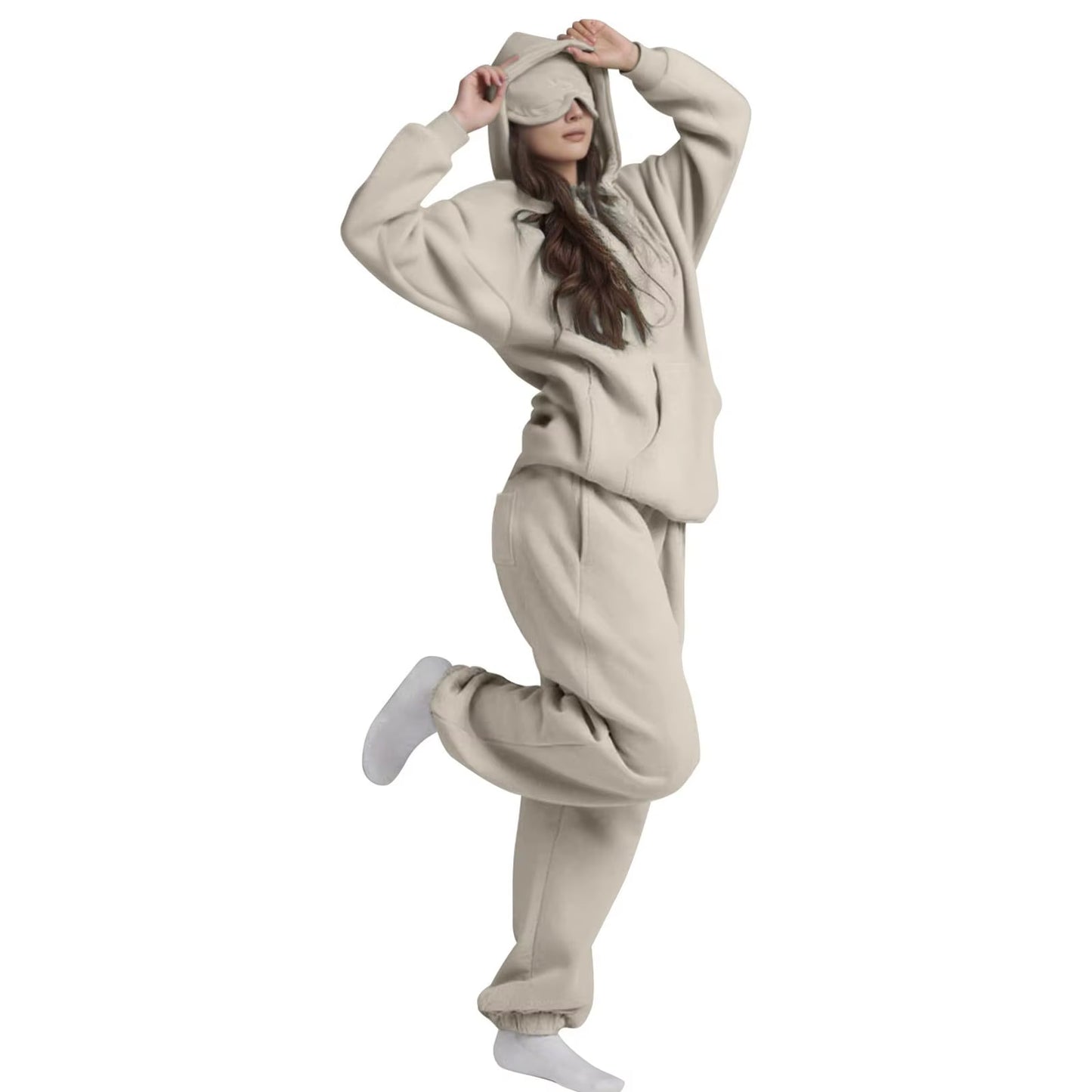 Plus Size 3XL Women'S Hooded Sweatshirt Outfits Autumn Winter Tracksuit Streetwear Fashion Casual Eye Mask Pullover Sportswear