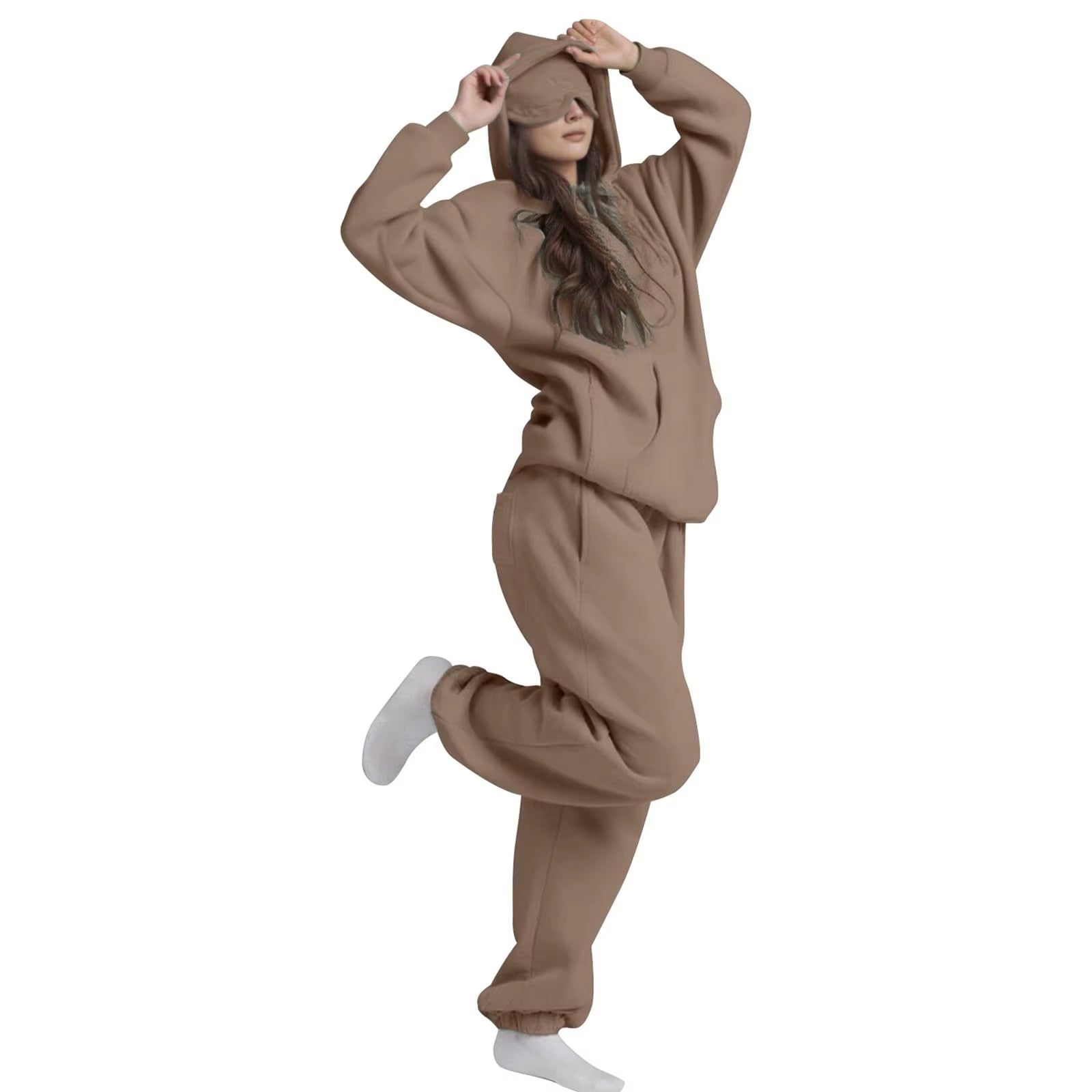 Plus Size 3XL Women'S Hooded Sweatshirt Outfits Autumn Winter Tracksuit Streetwear Fashion Casual Eye Mask Pullover Sportswear